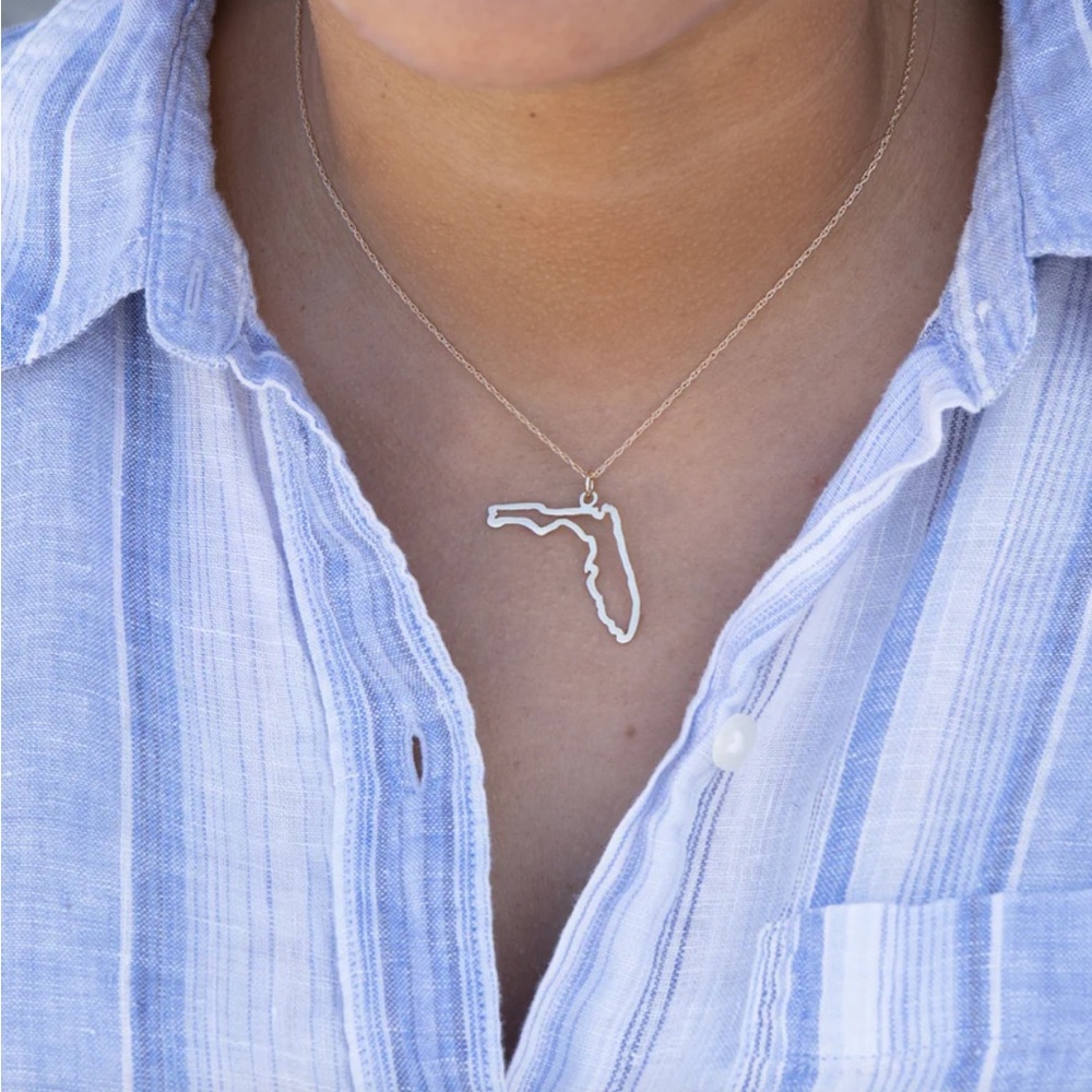 Maya Brenner Florida State Pendant Necklace in Sterling Silver